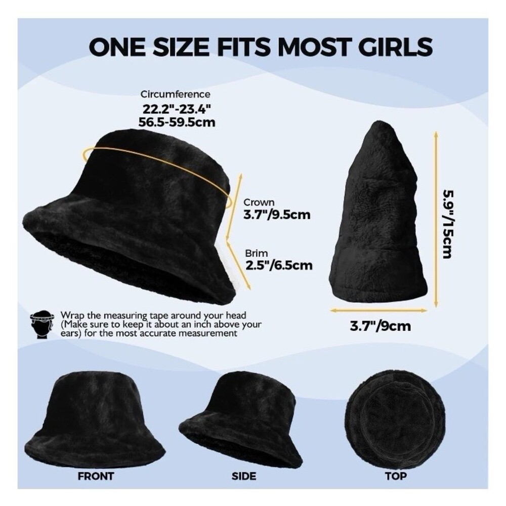 BFONS Faux Fur Winter Bucket Hat for Women Men Fuzzy Warm Hat Womens Furry Fi... - Picture 6 of 9